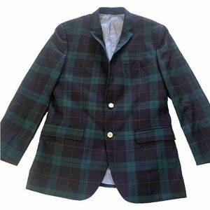 H&M Men’s Tartan Plaid Wool Blazer Navy Green Cotton Lined Sport Jacket Sz 42R
